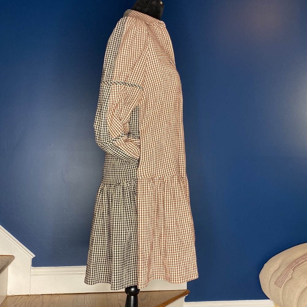 PEARL by Lela Rose Checked Seersucker Shirt Dress size small - Picture 6 of 11